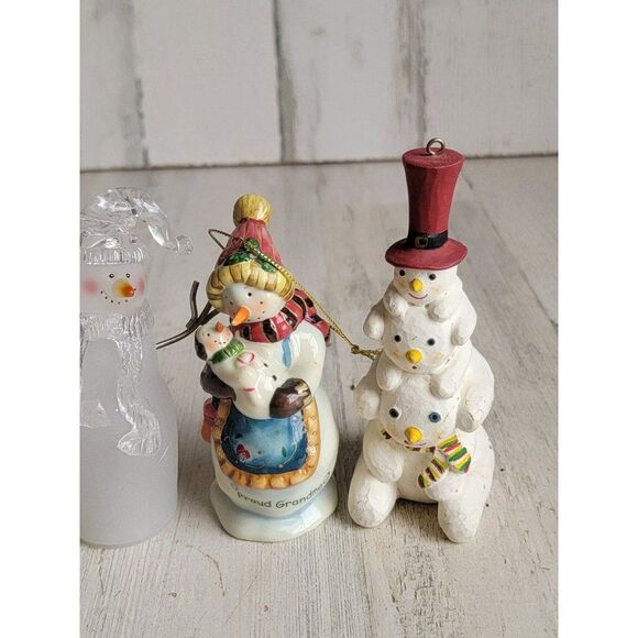 Snowman family stack variety read ornament Xmas set happy - Picture 4 of 12